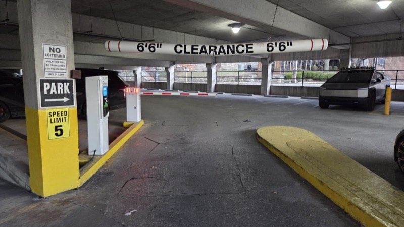 License plate recognition camera in a parking lot